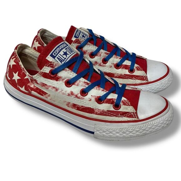 Converse All Star Stripes and Stars American Flag Red White & Blue Sneakers Juni - Picture 1 of 11